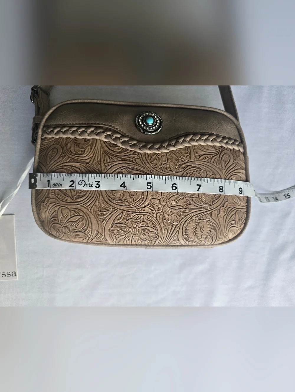 Embossed Floral Crossbody Bag Compact Design With Adjustable‎ Strap